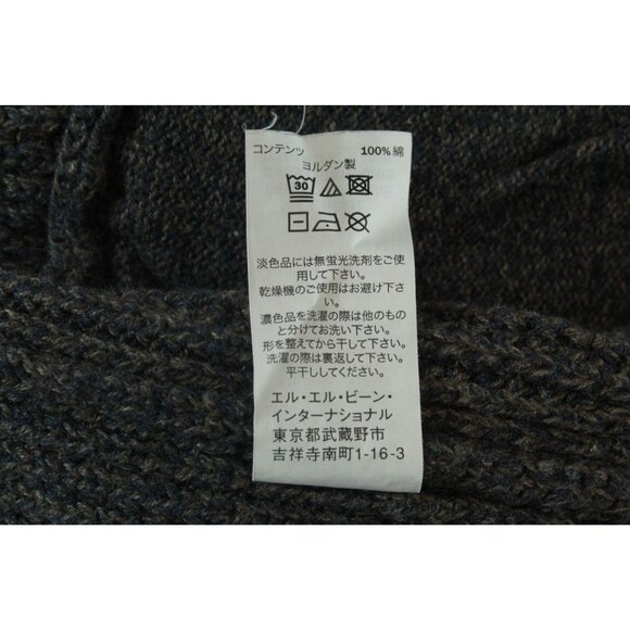 LL Bean Organic Cotton Waffle Sweater Cardigan Dark Cinder Size XL Minimalist - Picture 10 of 11